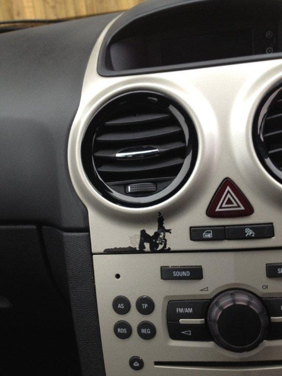 Dashboard repair due to a leaking air freshener